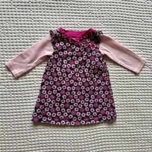 Tea Collection Long Sleeve Wrap Neck Cherry Blossom Dress: 3-6 months